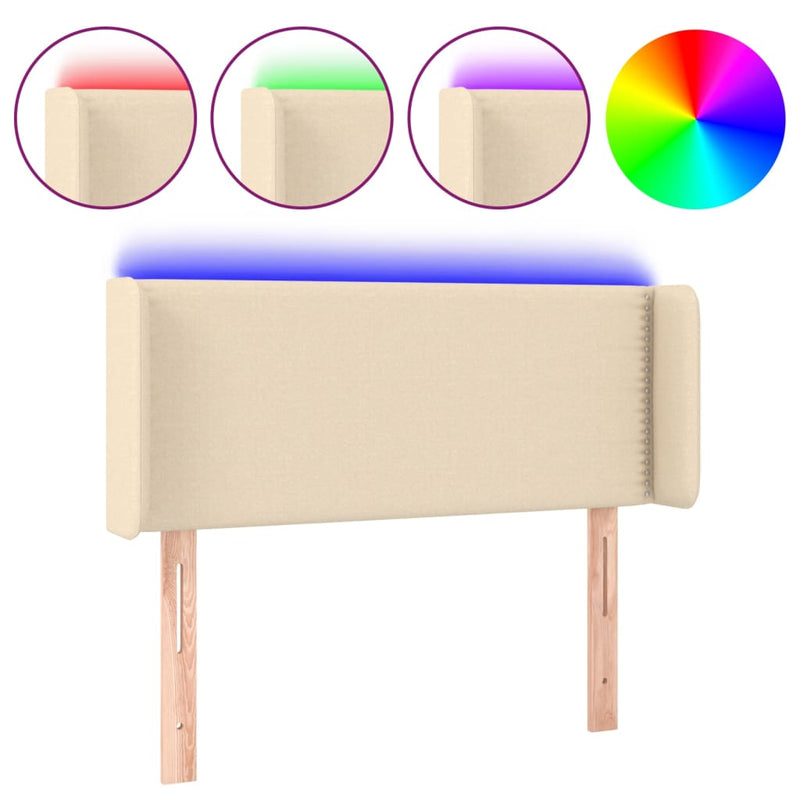 Hoofdbord LED 83x16x78/88 cm stof crèmekleurig