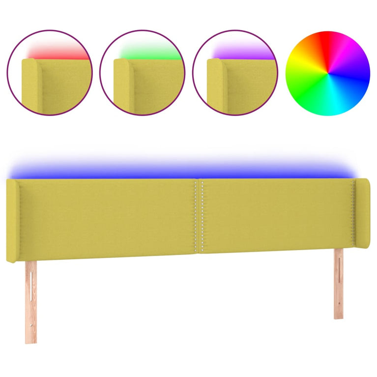 Hoofdbord LED 163x16x78/88 cm stof groen