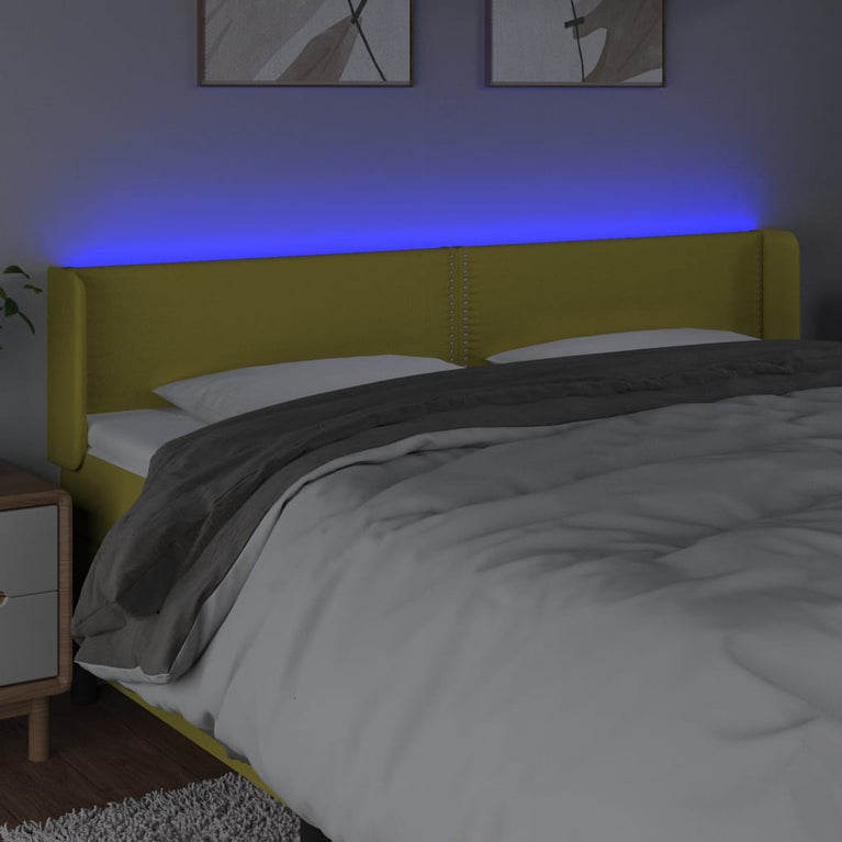 Hoofdbord LED 163x16x78/88 cm stof groen