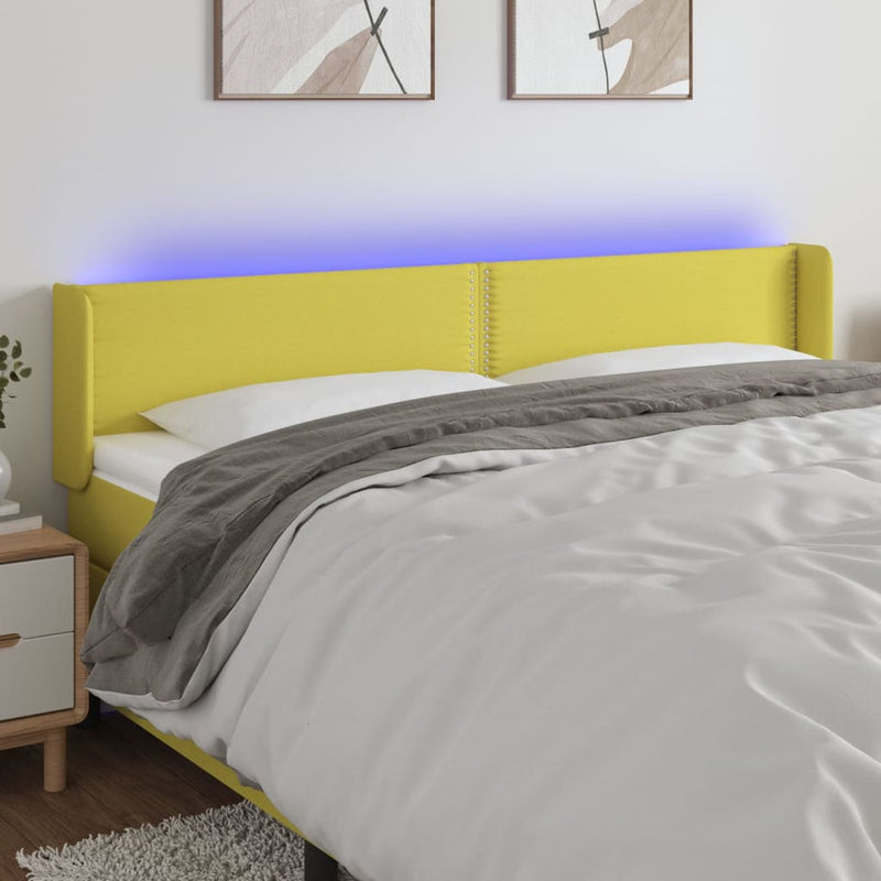Hoofdbord LED 163x16x78/88 cm stof groen