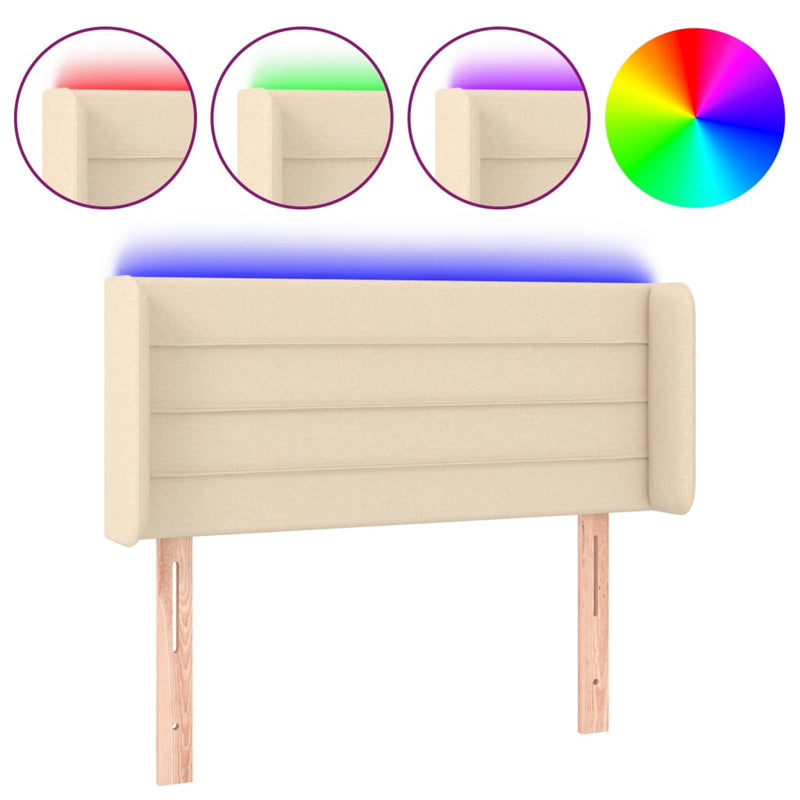 Hoofdbord LED 83x16x78/88 cm stof crèmekleurig