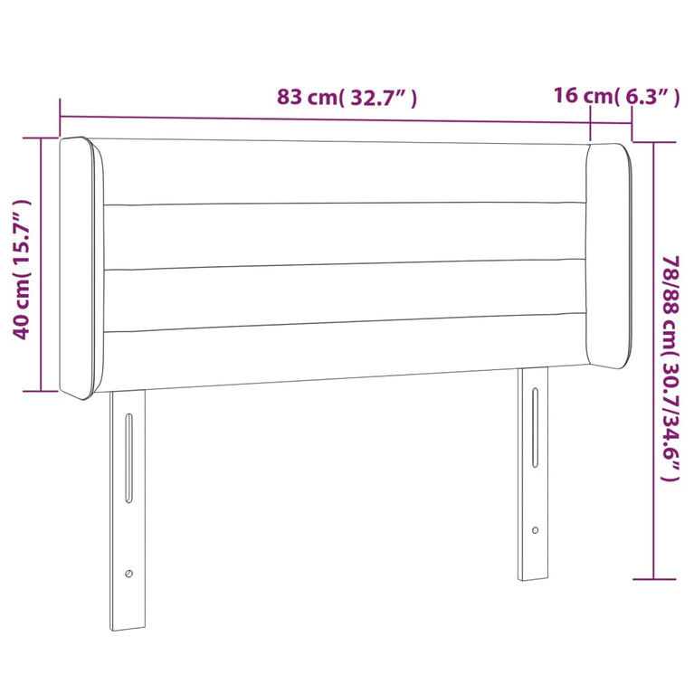 Hoofdbord LED 83x16x78/88 cm stof crèmekleurig