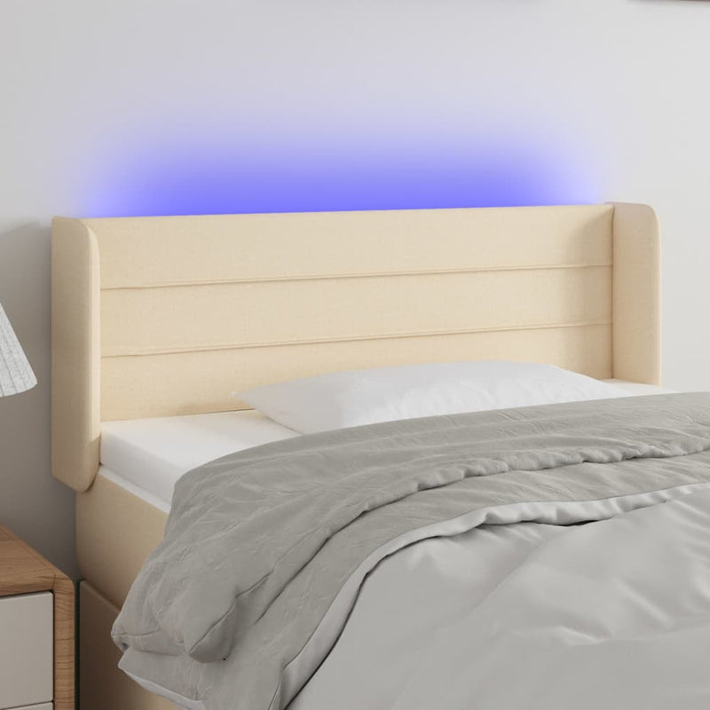 Hoofdbord LED 83x16x78/88 cm stof crèmekleurig