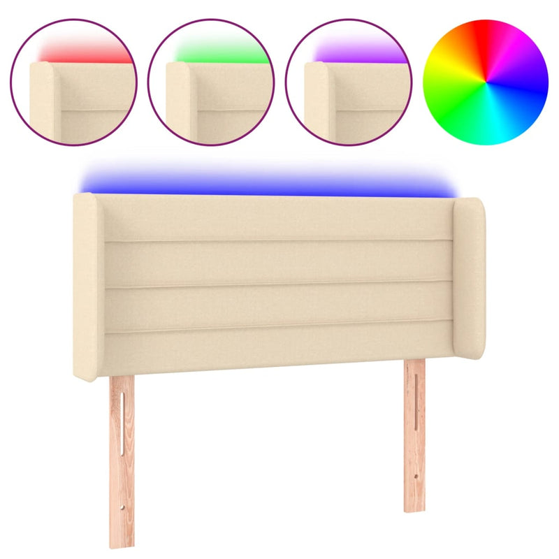 Hoofdbord LED 103x16x78/88 cm stof crèmekleurig