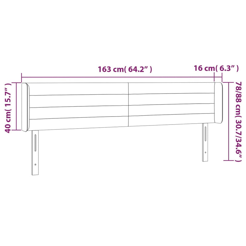 Hoofdbord LED 163x16x78/88 cm stof crèmekleurig