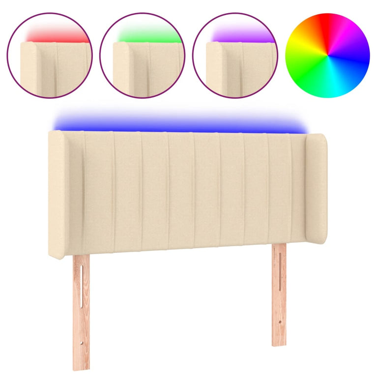 Hoofdbord LED 103x16x78/88 cm stof crèmekleurig