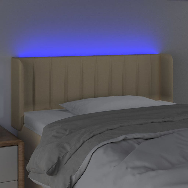 Hoofdbord LED 103x16x78/88 cm stof crèmekleurig