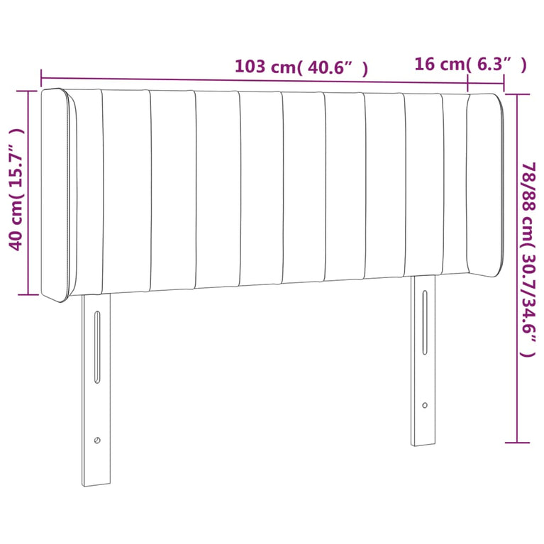 Hoofdbord LED 103x16x78/88 cm stof crèmekleurig