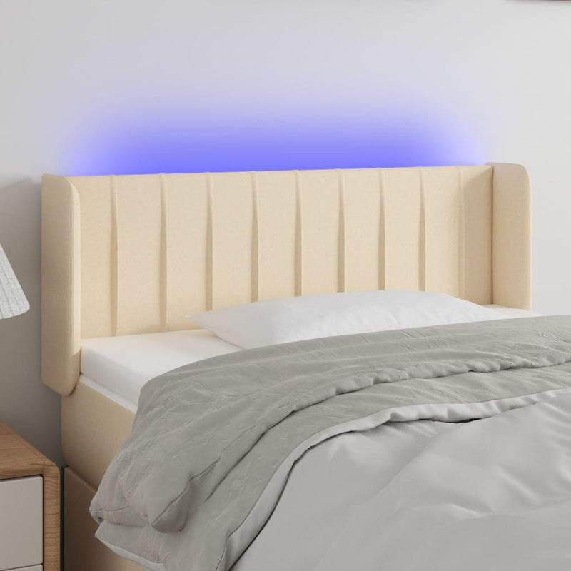 Hoofdbord LED 103x16x78/88 cm stof crèmekleurig