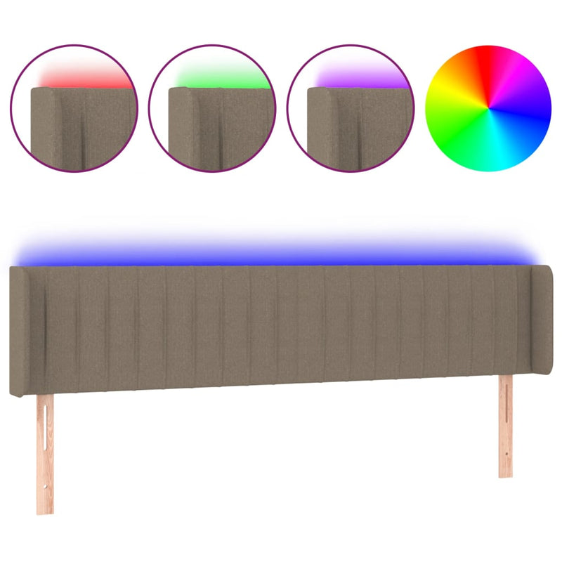 Hoofdbord LED 203x16x78/88 cm stof taupe