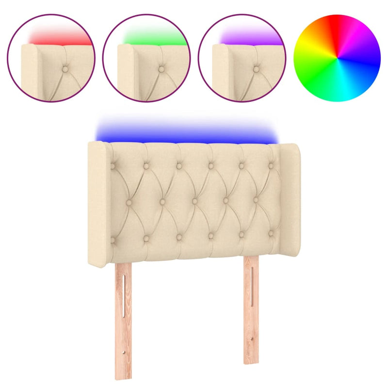 Hoofdbord LED 83x16x78/88 cm stof crèmekleurig