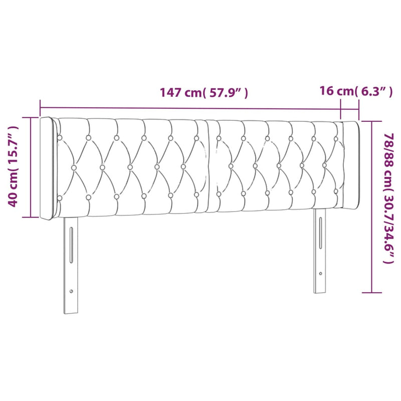 Hoofdbord LED 147x16x78/88 cm stof crèmekleurig