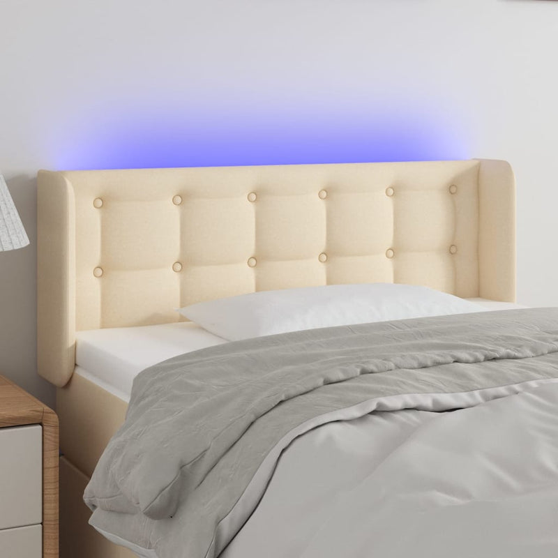 Hoofdbord LED 83x16x78/88 cm stof crèmekleurig