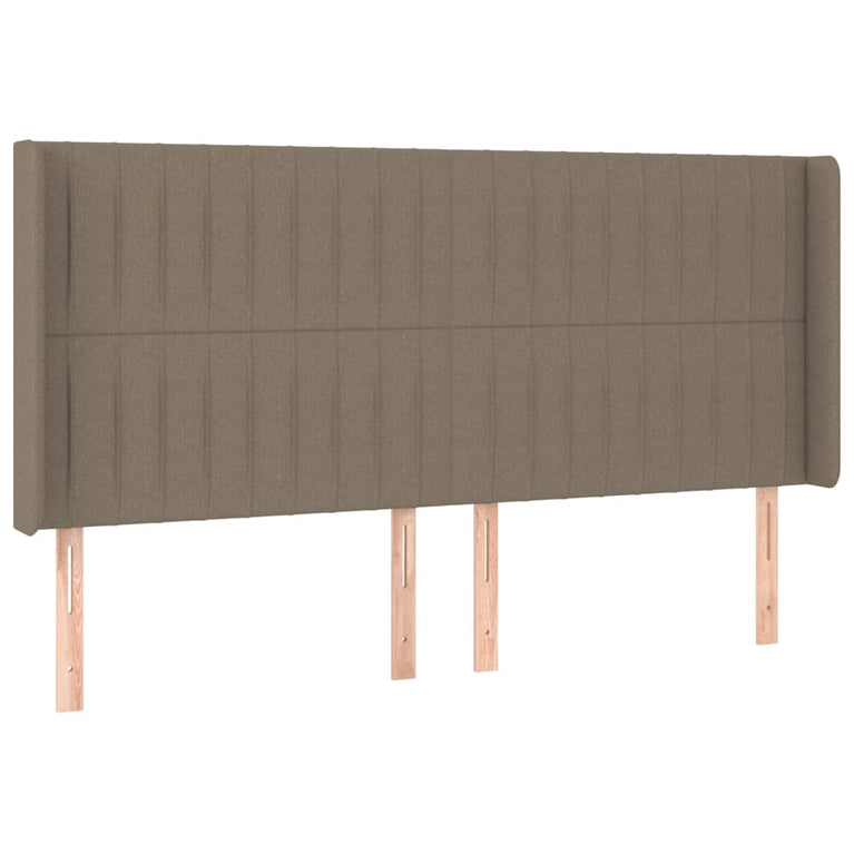 Hoofdbord LED 203x16x118/128 cm stof taupe