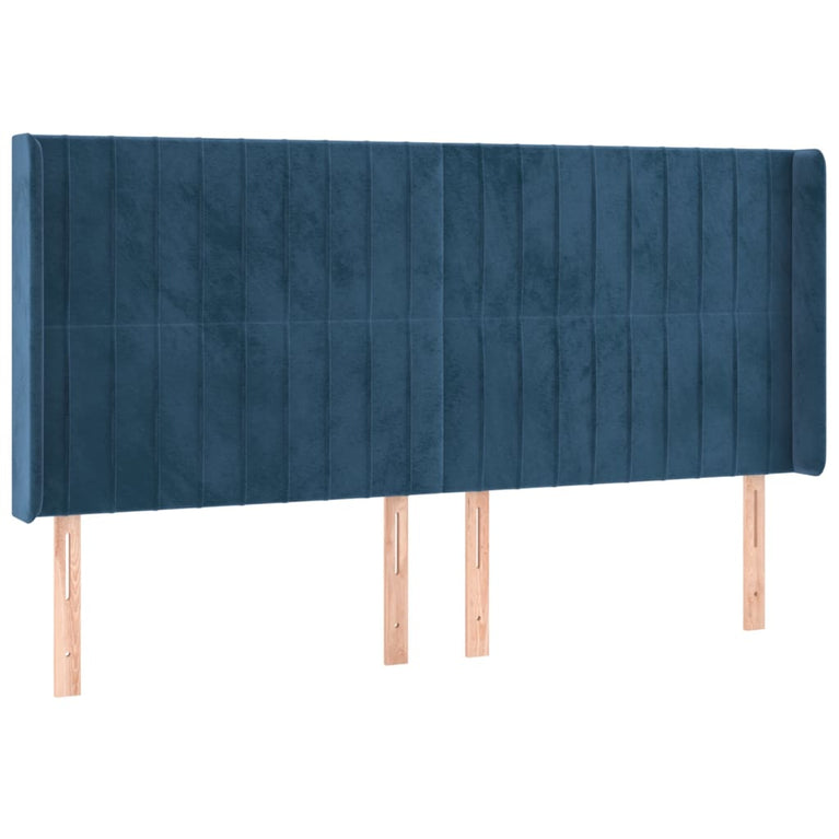 Hoofdbord LED 183x16x118/128 cm fluweel donkerblauw