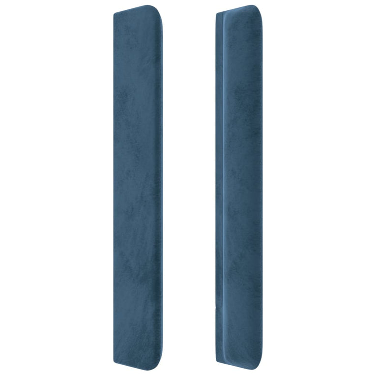 Hoofdbord LED 183x16x118/128 cm fluweel donkerblauw