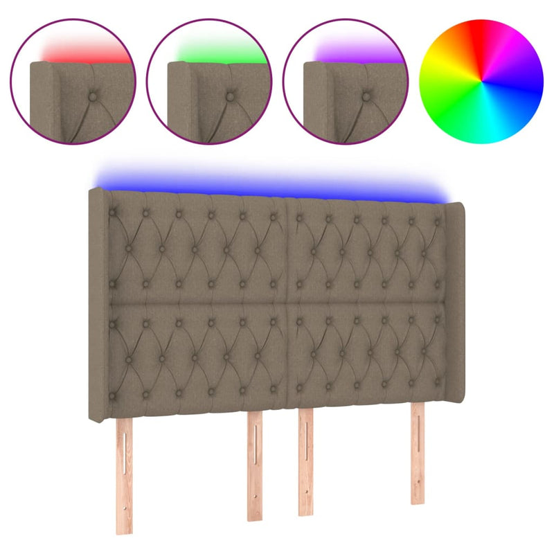 Hoofdbord LED 163x16x118/128 cm stof taupe