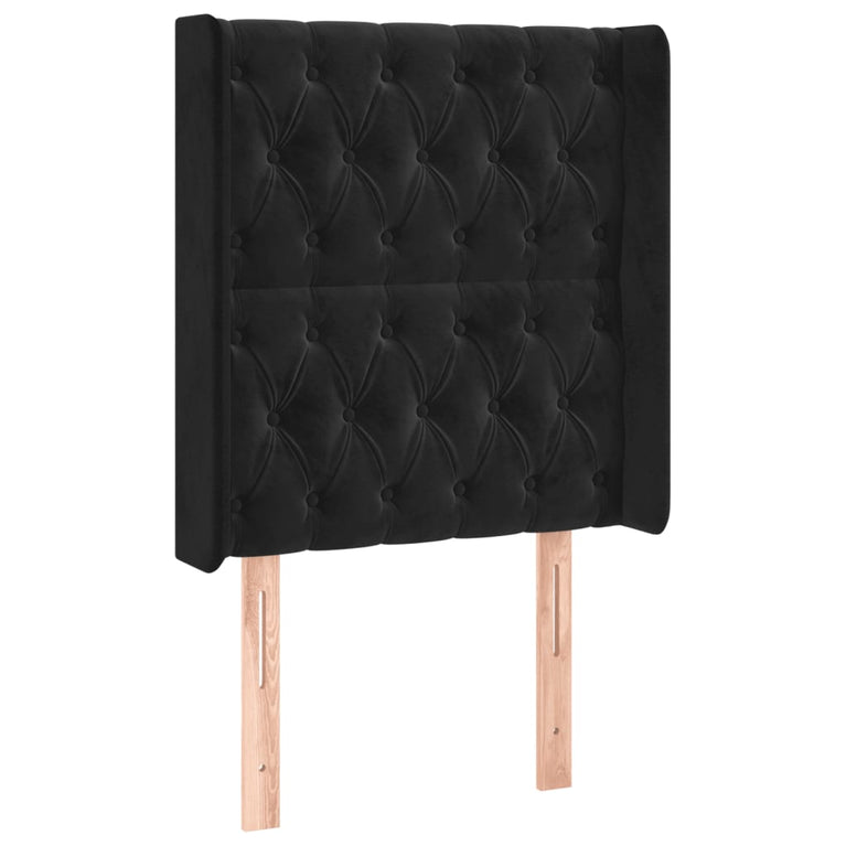 Hoofdbord LED 83x16x118/128 cm fluweel zwart