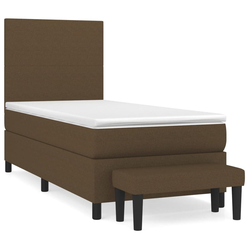 Boxspring met matras stof donkerbruin 90x190 cm