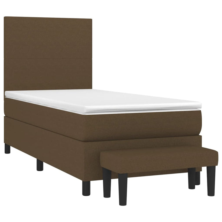 Boxspring met matras stof donkerbruin 90x190 cm