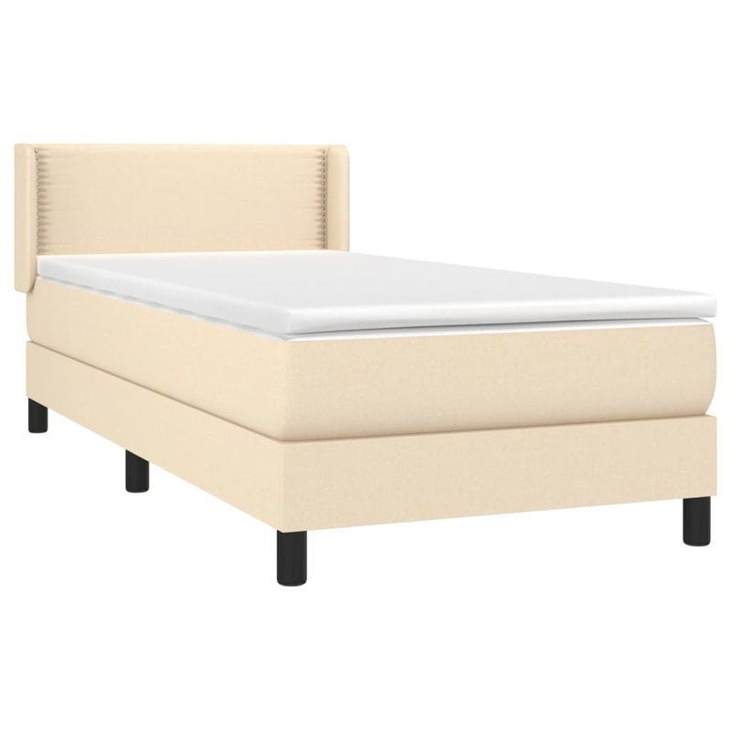 Boxspring met matras stof crèmekleurig 100x200 cm