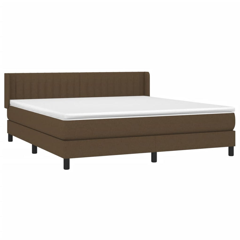 Boxspring met matras stof donkerbruin 160x200 cm