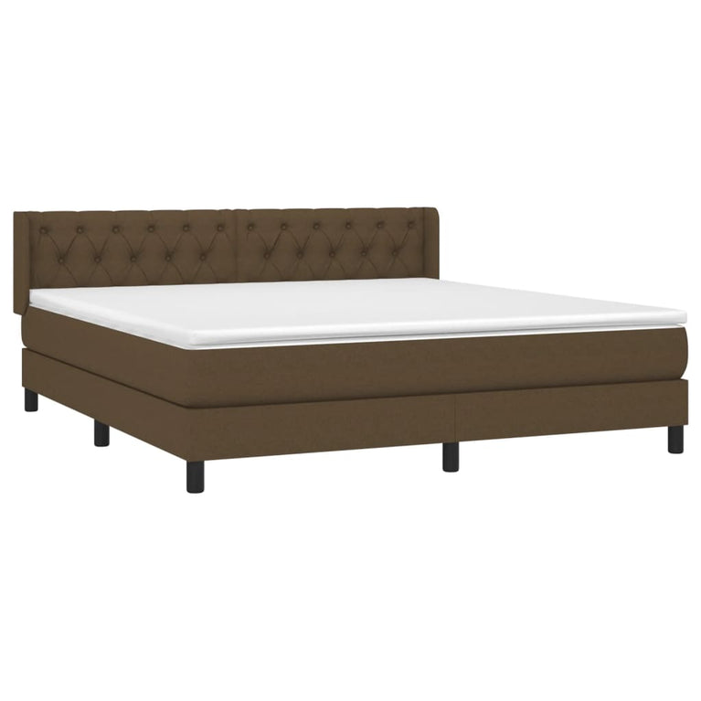 Boxspring met matras stof donkerbruin 160x200 cm