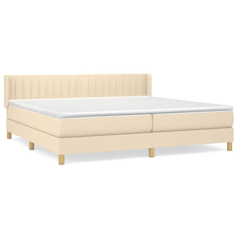Boxspring met matras stof crèmekleurig 200x200 cm