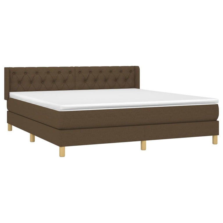 Boxspring met matras stof donkerbruin 160x200 cm
