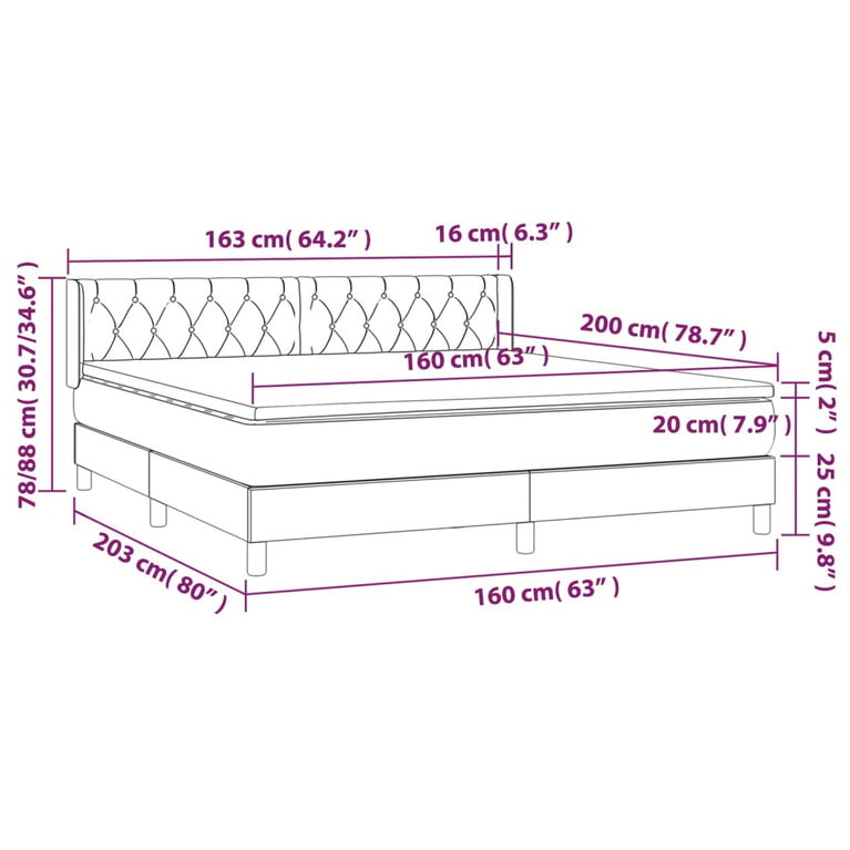 Boxspring met matras stof donkerbruin 160x200 cm