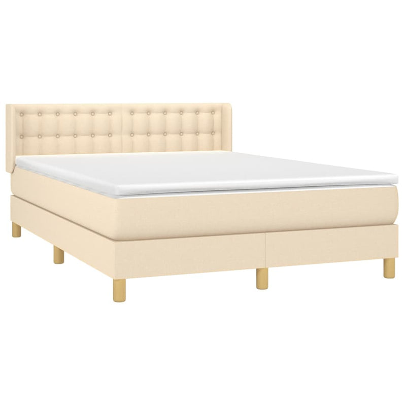 Boxspring met matras stof crèmekleurig 140x190 cm