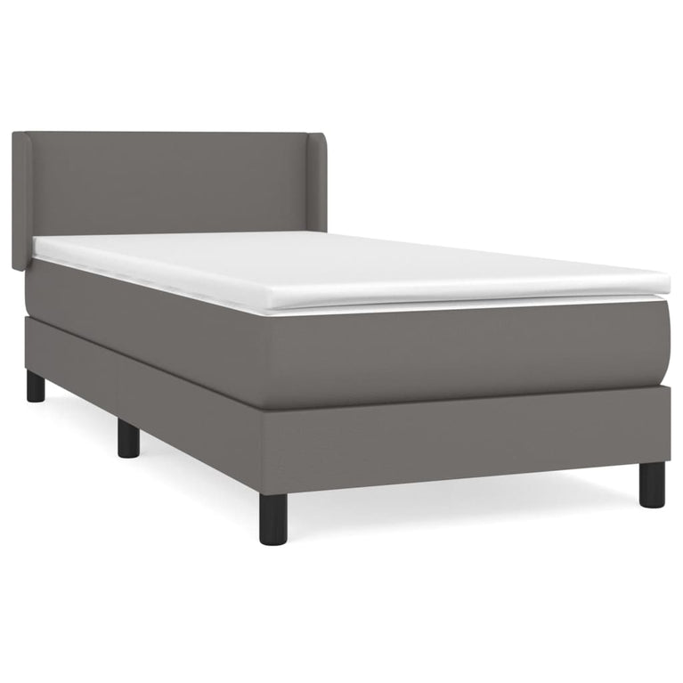 Boxspring met matras kunstleer grijs 100x200 cm