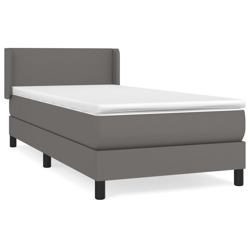 Boxspring met matras kunstleer grijs 100x200 cm