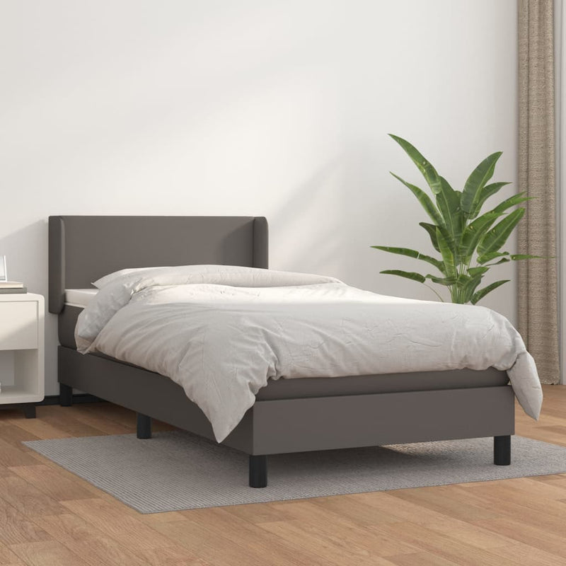 Boxspring met matras kunstleer grijs 100x200 cm