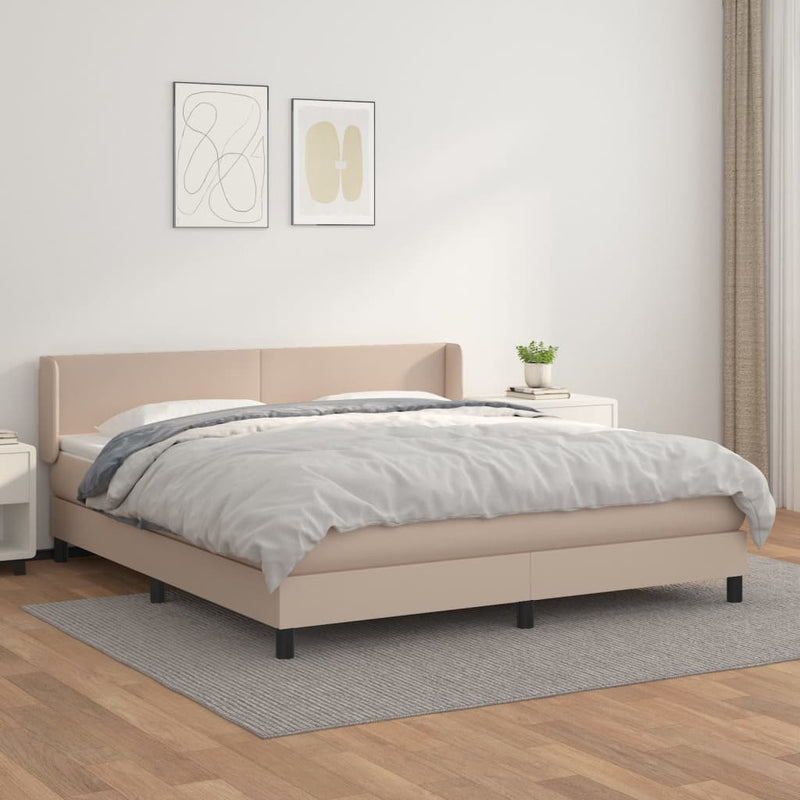Boxspring met matras kunstleer cappuccinokleurig 180x200 cm