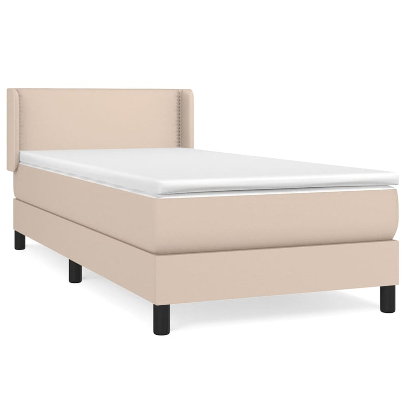Boxspring met matras kunstleer cappuccinokleurig 90x190 cm