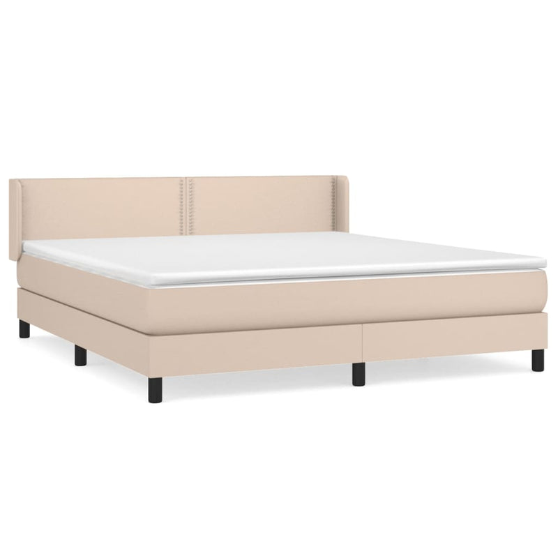 Boxspring met matras kunstleer cappuccinokleurig 180x200 cm
