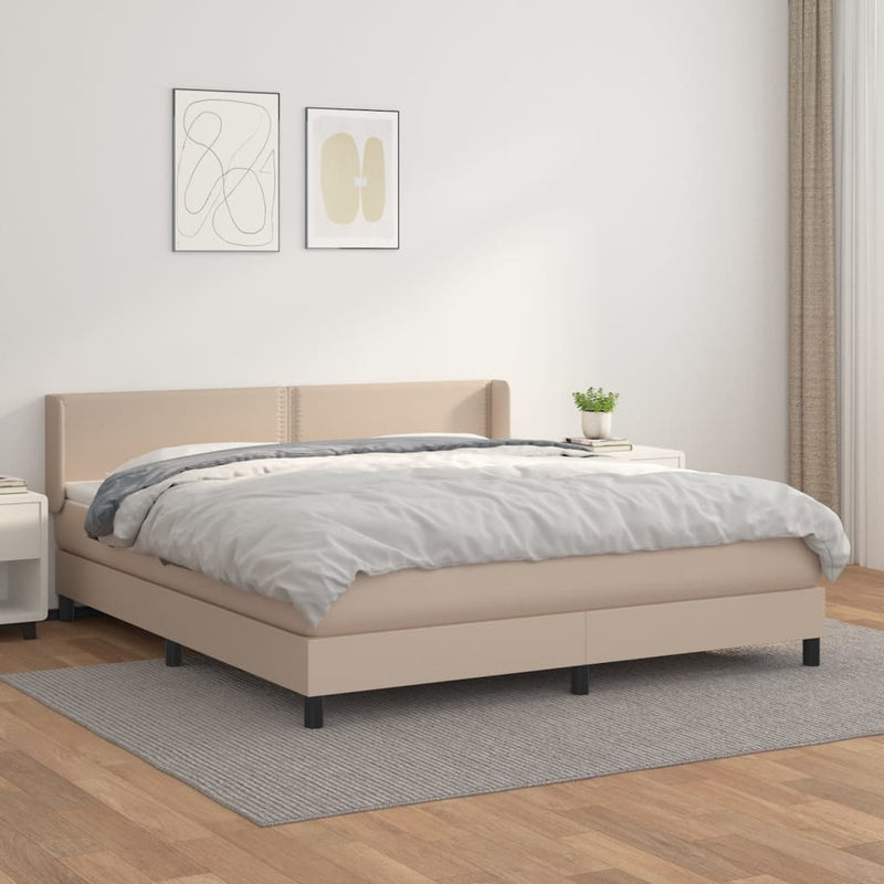 Boxspring met matras kunstleer cappuccinokleurig 180x200 cm