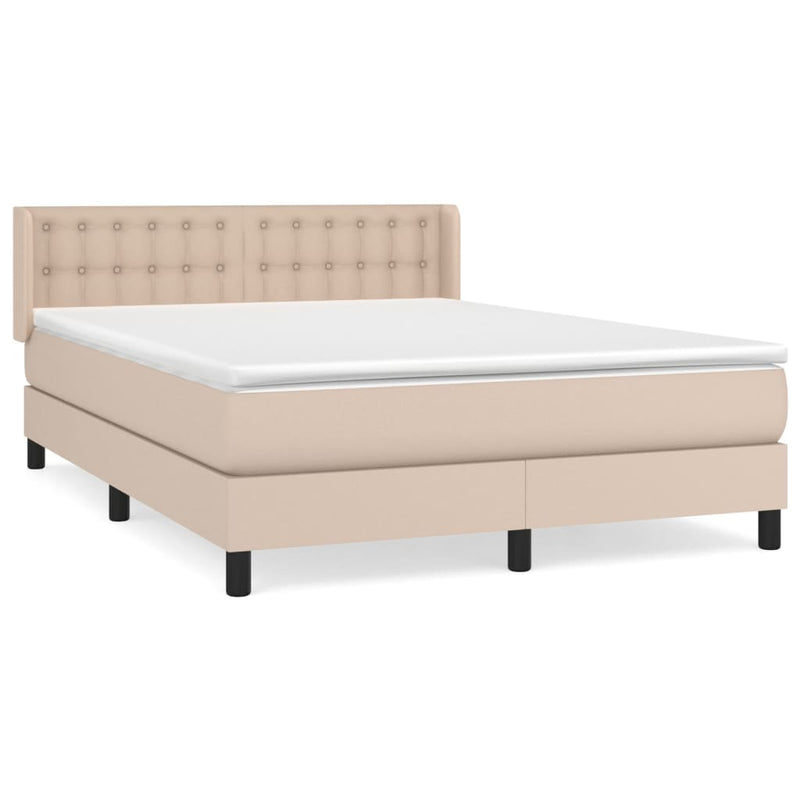 Boxspring met matras kunstleer cappuccinokleurig 140x200 cm