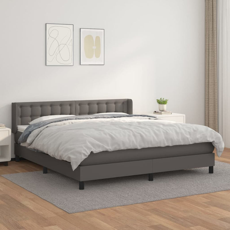 Boxspring met matras kunstleer grijs 160x200 cm