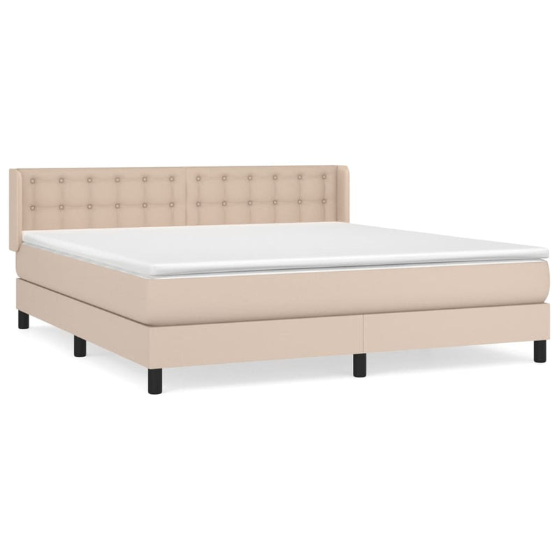 Boxspring met matras kunstleer cappuccinokleurig 160x200 cm