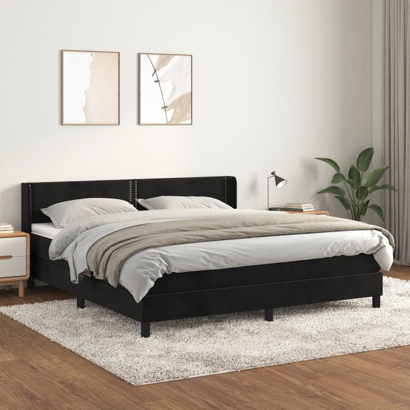 Boxspring met matras fluweel zwart 160x200 cm