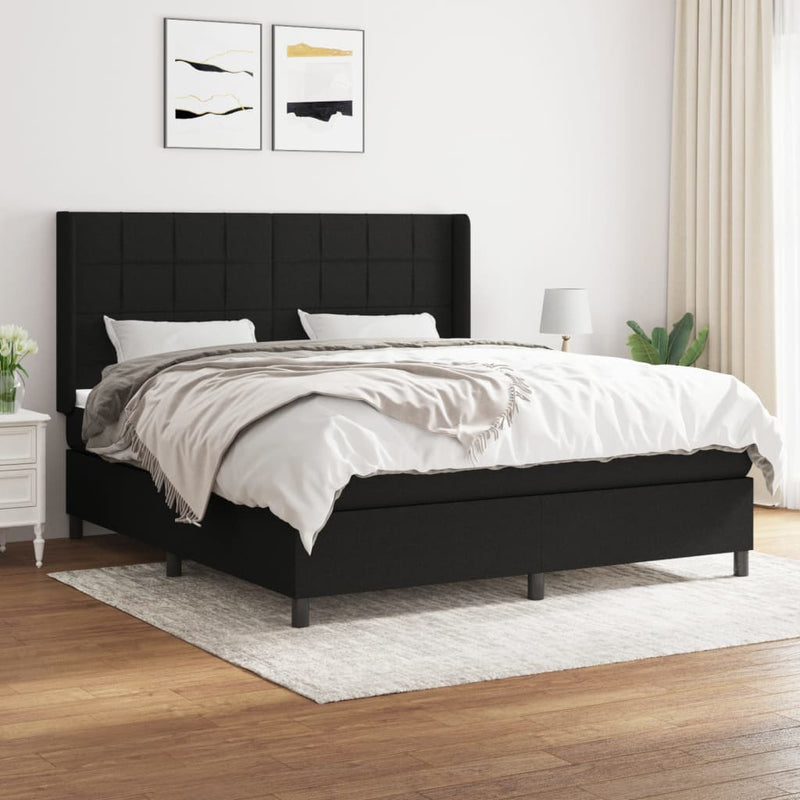 Boxspring met matras stof zwart 160x200 cm