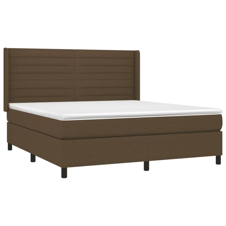 Boxspring met matras stof donkerbruin 180x200 cm