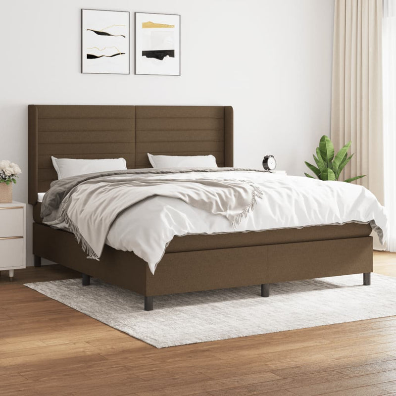 Boxspring met matras stof donkerbruin 180x200 cm