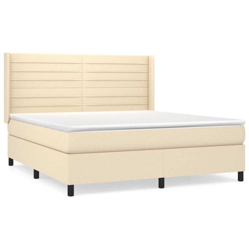 Boxspring met matras stof crèmekleurig 180x200 cm
