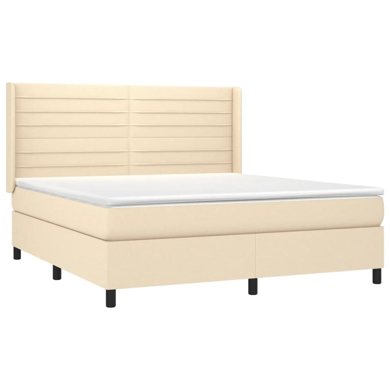 Boxspring met matras stof crèmekleurig 180x200 cm