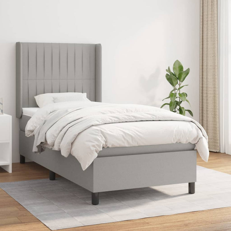 Boxspring met matras stof lichtgrijs 80x200 cm