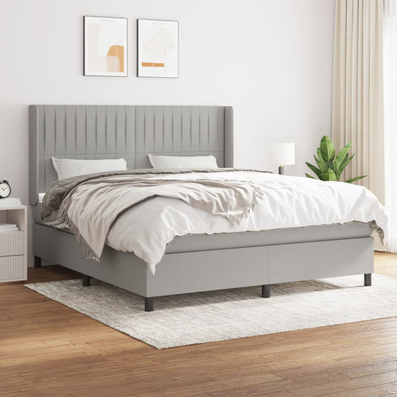 Boxspring met matras stof lichtgrijs 160x200 cm