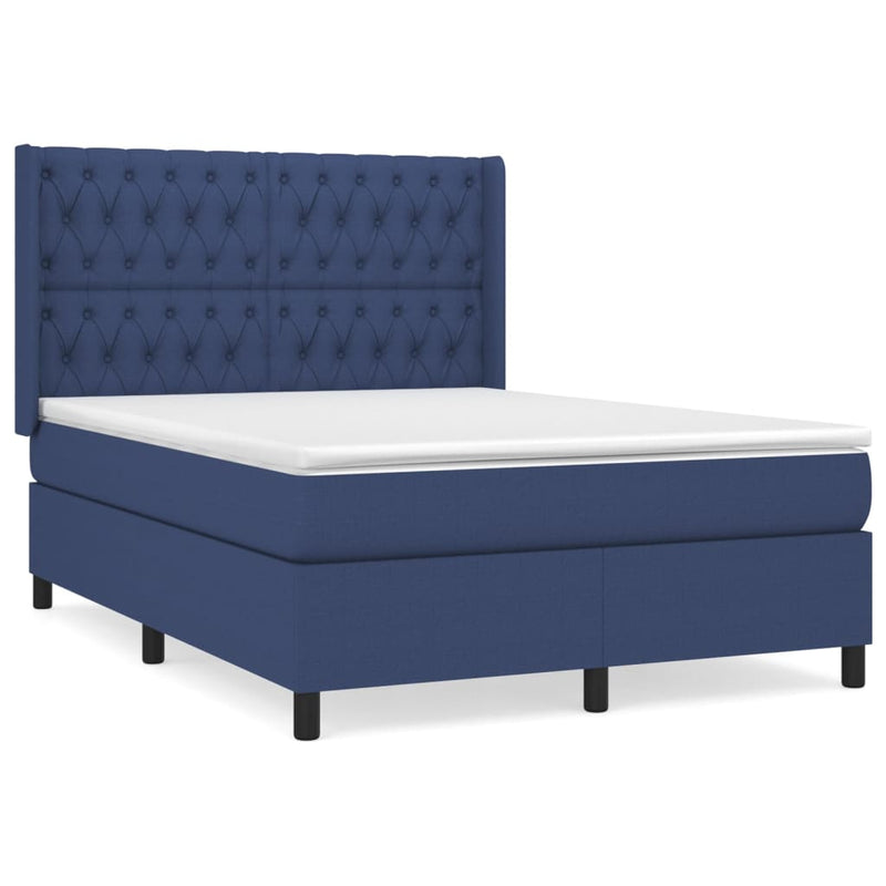 Boxspring met matras stof blauw 140x190 cm